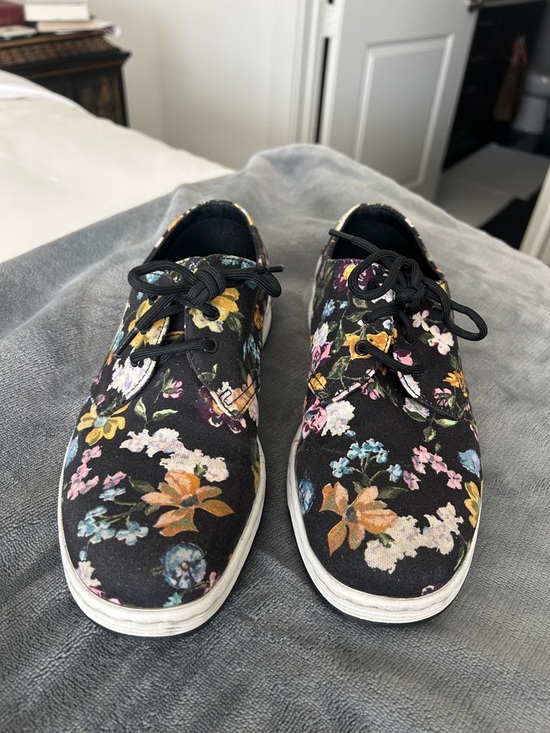 Dr. Martens Shoes - Dr. Martens Black Floral Canvas Lace-Up Sneakers